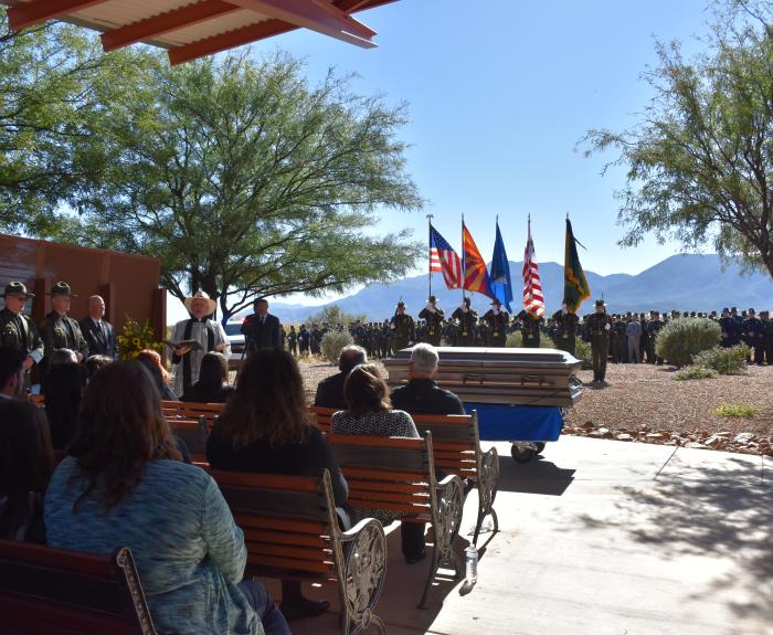Dozens of law enforcement agencies across Arizona attended interement for Border Patrol Agent and Navy Veteran Freddy Ortiz