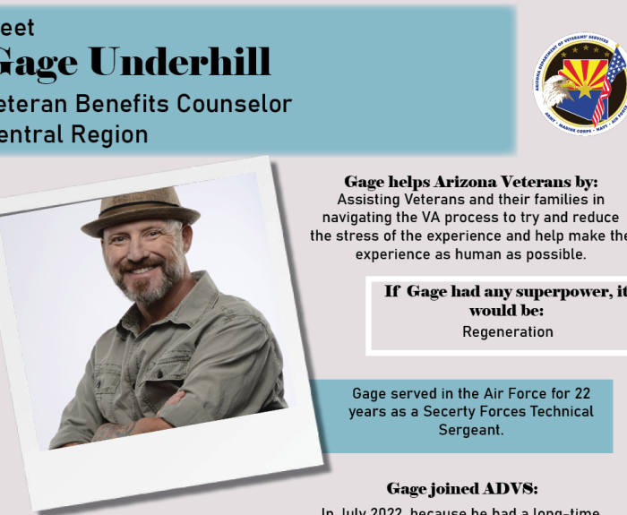 Photo of Veteran Benefits Counselor Gage Underhill